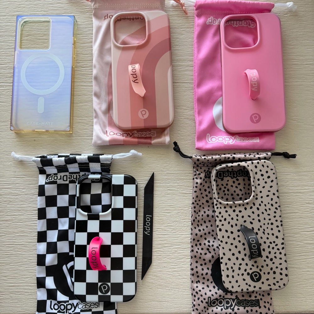 iPhone 14 Pro Loopy Case Collection - Pink, Black, White, Cream